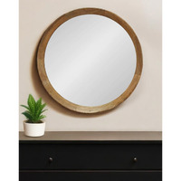 20" Natural Round Wood Framed Accent Mirror