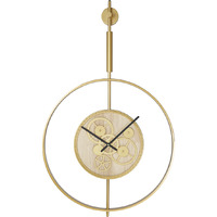 20" Novelty Gold Metal and Glass Analog Exposed Gear Wall Clock