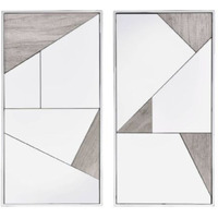 Set of Two Chrome and Natural Framed Accent Mirror
