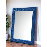 74" Blue Velvet Accent Mirror