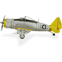 4" Yellow and Gray Metal Hand Painted P-47D Thunderbolt Model Airplane