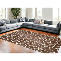 8' X 10' Brown Animal Print Shag Non Skid Area Rug