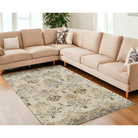 8' X 11' Beige and Brown Oriental Area Rug