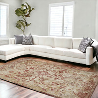 10' X 13' Red and Beige Oriental Area Rug