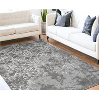 8' X 11' Gray and Ivory Oriental Distressed Area Rug