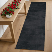 6' Runner Black Shag Hand Tufted Runner Rug