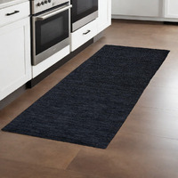 8' Runner Black Hand Woven Runner Rug
