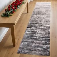 8' Runner Black Silver and Gray Abstract Runner Rug