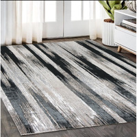 5' X 8' Black Silver and Gray Abstract Power Loom Area Rug