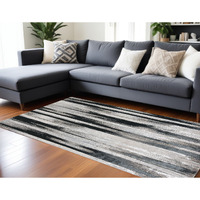 12' X 15' Black Silver and Gray Abstract Power Loom Area Rug
