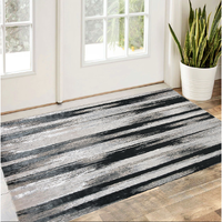 2' X 3' Black Silver and Gray Abstract Power Loom Area Rug