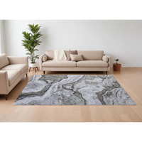 10' X 14' Ivory Blue and Gray Abstract Power Loom Area Rug