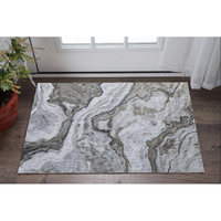 2' X 3' Ivory Blue and Gray Abstract Power Loom Area Rug
