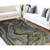 5' X 8' Blue and Green Abstract Hand Tufted Area Rug