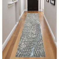 8' Blue and Gray Abstract Power Loom Runner Rug