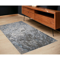 4' X 6' Blue and Gray Abstract Power Loom Area Rug