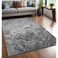 5' X 8' Blue and Gray Abstract Power Loom Area Rug