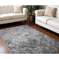 9' X 12' Blue and Gray Abstract Power Loom Area Rug