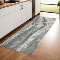 8' Blue and Gray Abstract Power Loom Runner Rug