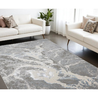 7' X 10' Gray and Ivory Abstract Power Loom Area Rug