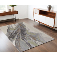 4' X 6' Green and Brown Abstract Power Loom Area Rug