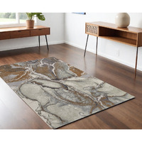 4' X 6' Gray and Brown Marble Power Loom Area Rug