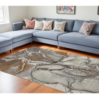 9' X 12' Gray and Brown Marble Power Loom Area Rug
