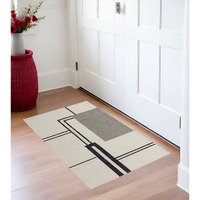 2' X 3' Gray and Ivory Wool Abstract Geometric Hand Tufted Area Rug