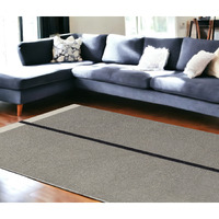 10' X 14' Brown and Black Abstract Geometric Hand Tufted Area Rug