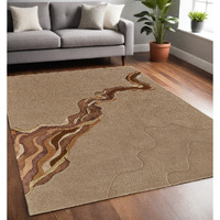 5' X 8' Beige and Brown Abstract Hand Tufted Area Rug
