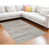 7' X 10' Ivory and Gray Abstract Power Loom Distressed Area Rug