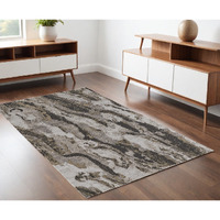 4' X 6' Brown and Ivory Abstract Power Loom Distressed Area Rug