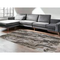 10' X 14' Brown and Ivory Abstract Power Loom Distressed Area Rug