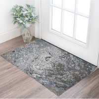 2' X 3' Blue and Gray Abstract Power Loom Area Rug