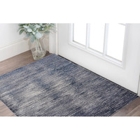 2' X 3' Gray and Ivory Striped Power Loom Distressed Area Rug