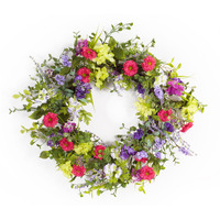 24" Pink and Green Mixed Assortment Artificial Wreath