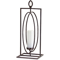 Set of Two Black Iron Ornate Tabletop Hurricane Candle Holders