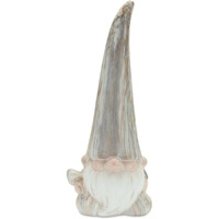Set of Two Gray and Beige Terracotta Fairy Standing Gnome Tabletop Sculpture