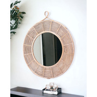 37" Natural Round Framed Accent Mirror