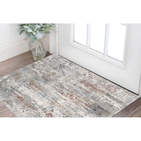2' X 3' Gray and Blue Abstract Washable Non Skid Area Rug