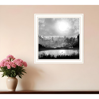 Big Moon Lake White Framed Print Wall Art
