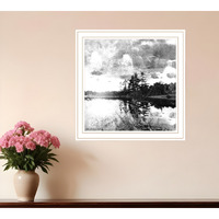 Lakeside Pines White Framed Print Wall Art