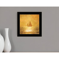 Solo Gold Sunset Sailboat Black Framed Print Wall Art