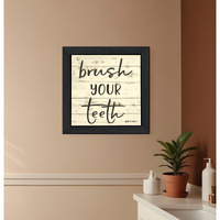 Brush your Teeth Black Framed Print Bathroom Wall Art