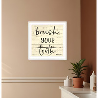 Brush your Teeth White Framed Print Bathroom Wall Art