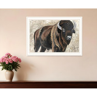 The Boss Bison Only White Framed Print Wall Art
