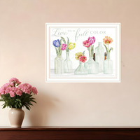 Live Life in Full Color Tulips White Framed Print Wall Art