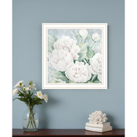 Peaceful Peonies In Full Bloom White Framed Print Wall Art