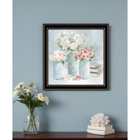 Pastel Peonies Pretties Black Framed Print Wall Art
