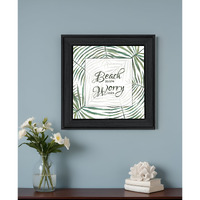 BEACH MORE WORRY LESS Black Framed Print Wall Art